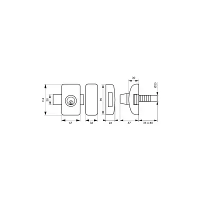 Verrou universel THIRARD double cylindre languette HG5 + 3 clés - Blanc - 00080476