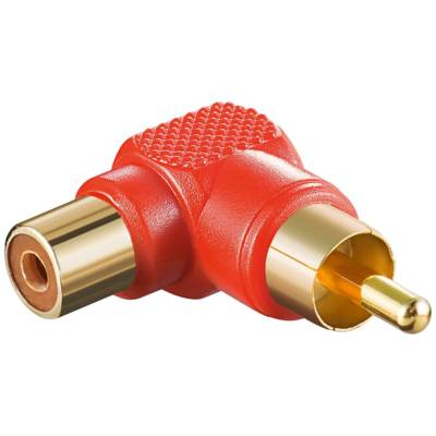 Adaptateur RCA coudé 90° Mâle - Femelle plaqué or rouge - GOOBAY