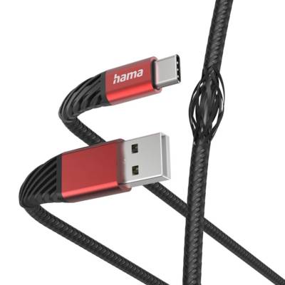 Câble de charge "Extreme" USB-A - USB-C, 1,5 m, nylon, noir/rouge - HAMA