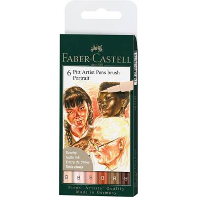 Feutres Pitt Artist Pen, boîte de 6, couleurs de portrait - FABER-CASTELL