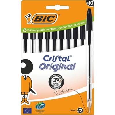 Stylo à bille Cristal Original, boîte carton de 10, noir - BIC