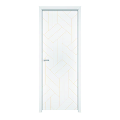 Bloc-porte alvéolaire CHEVRON gravé à peindre à recouvrement Hui.90 mm - 204 x 83 cm - Gedimat - ATELIER