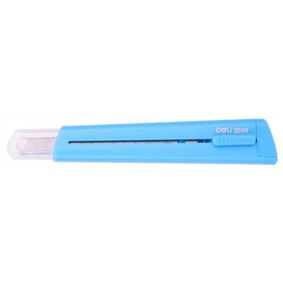 Cutter fun et fin 13 lames, bleu - capuchon plastique - DELI