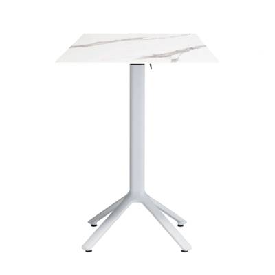 Mange-debout rabattable pied blanc 60x60cm marbre blanc chants blancs - terrasse - RestooTab