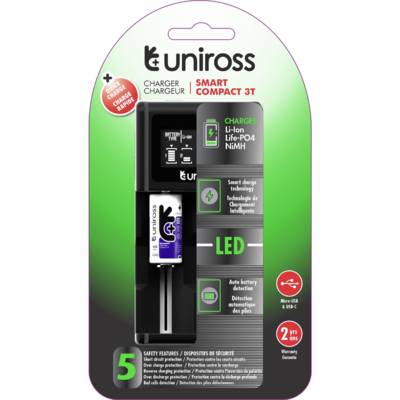 Chargeur Compact 3T LCD, Pour 1 à 2 Piles Lithium 1.2V AA et AAA - UNIROSS