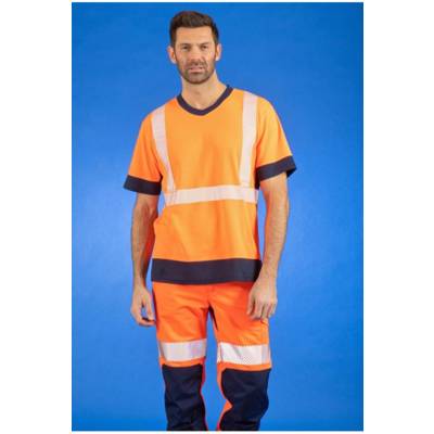 Tee-Shirt MC col en V Haute Visibilité Visio Maille - DMD France