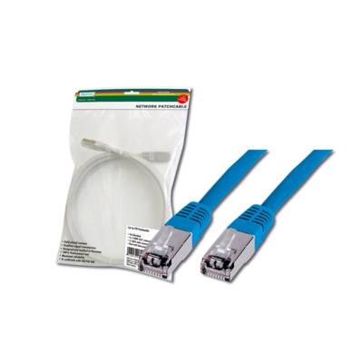Câble patch RJ45 Premium AWG 26/7 CAT 5e SF/UTP blindé 1 m Bleu - DIGITUS
