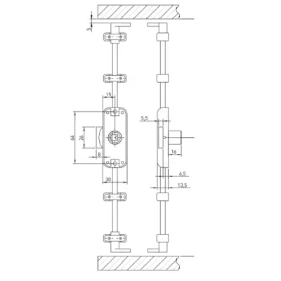 Serrure espagnolette 3 points OJMAR - axe 25mm avec rosace sans cylindre/tringle Uno - C7968.006NI - OJMAR SA