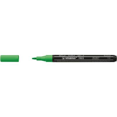 Marqueur pointe fine FREE acrylic T100 vert feuille - STABILO
