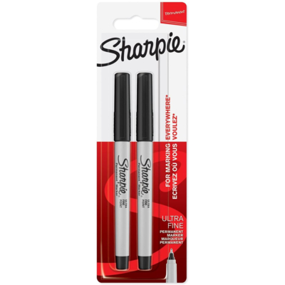 Lot de 2 Marqueurs Permanents Pointe Ultrafine Noir - Sharpie
