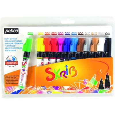 SET DE 12 Marqueur Gouache SCRIB Arc en Ciel - PÉBÉO
