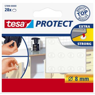 Lot de 28 Pastilles antibruit/antidérapantes Protect, Ronde 8mm transparente - TESA