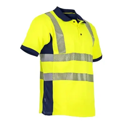Polo manches courtes Vision haute visibilité, anti-UV - T7 XXXL - Jaune fluo/Marine - LMA - 9153 T7