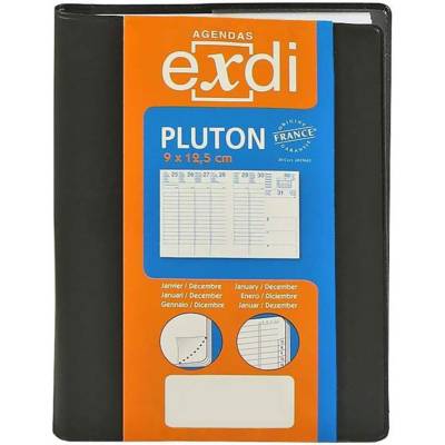 Agenda semainier Pluton 9 X 12,5 cm 1S/2P Noir - EXDI