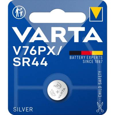 Pile Bouton Oxyde d' Argent "Electronics" V76PX SR44 1,55 volt - VARTA