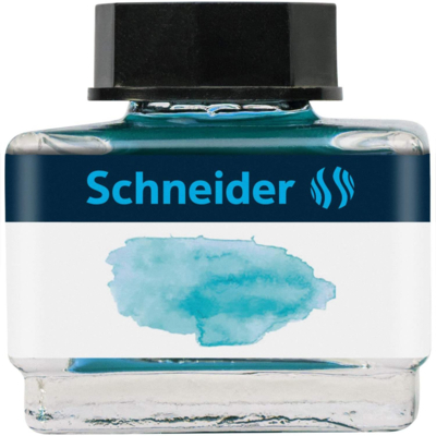 Flacon en verre 15 ml Encre liquide pour stylo plume Pastel Bleu des Bermudes - Schneider