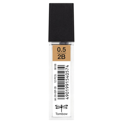 Etui de 12 Mines pour porte-mine pointe calibrée 0,5 mm dureté 2B - TOMBOW