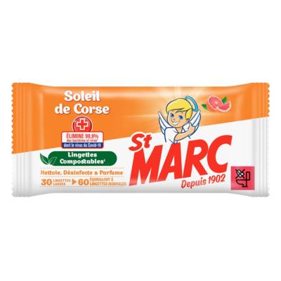 Sachet de 30 Lingettes Larges (=60 Normales) - Compostables Soleil de Corse - ST MARC