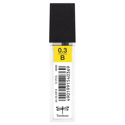 Etui de 12 Mines pour porte-mine pointe calibrée 0,3 mm dureté B - TOMBOW
