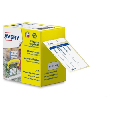 Rouleau de 200 étiquettes surgélation ETICOLD de traçabilité alimentaire 65x35mm - Avery