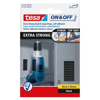 Set 2 bandes Auto Agrippantes extra Strong 50 x 100 mm Noir - TESA