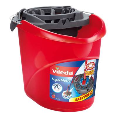Seau Essoreur Supermocio pour Balai à Franges Rouge - VILEDA