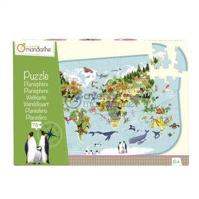 Puzzle éducatif, Planisphère - 76 Pièces - AVENUE MANDARINE