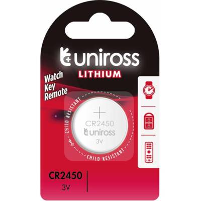 Pack de 1 Pile Lithium CR2450, 3V - UNIROSS