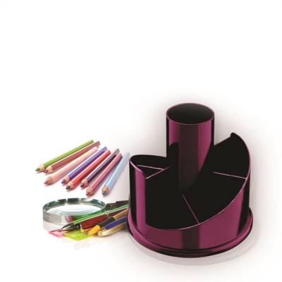 Pot à crayons rotatif multi-compartiments recyclable Violet - CODAMEX