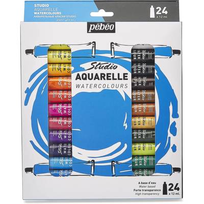 Etui de 24 tubes de peinture aquarelle fine 12ML - PÉBÉO