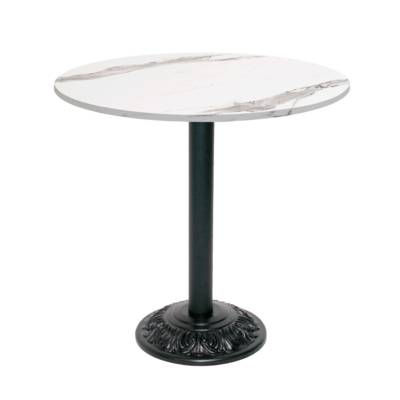 Table pied noir Ø70cm marbre blanc - intérieur - RestooTab