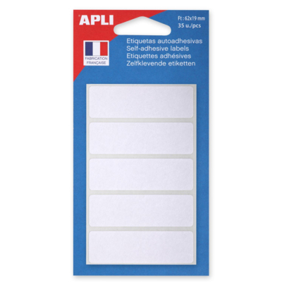 Sachet de 35 étiquettes multifonctions permanentes 19x62 mm Blanc - Apli-Agipa