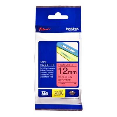Rruban TZe-431 Largeur: 12 mm, noir / rouge - BROTHER