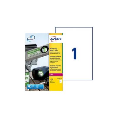 Boite de 20 étiquettes laser inaltérables blanches L4775-20 210x297 mm - AVERY ZWECKFORM