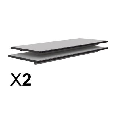 Lot de 2 plateaux TAGE/GANGE antibruit ép.21 mm stratifié chant polyuréthane noir - 130x50 cm - Gris perle - MOBIDECOR