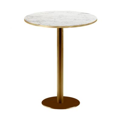 Mange-debout pied Doré Ø60cm calacatta chants laiton - intérieur - RestooTab