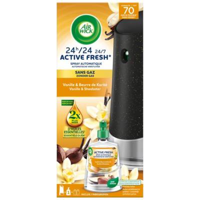 Spray Automatique Sans Gaz Active Fresh - 1 Diffuseur + 1 Recharge Vanille & Beurre de Karité - AIR WICK