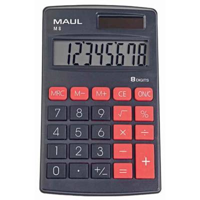 Calculatrice de poche M 8, 8 chiffres, noir - MAUL