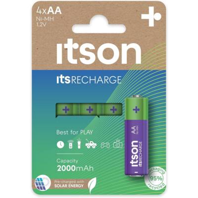 Boîte de 4 piles rechargeables AA prêtes à l'emploi Pro NiMH, 2000 mAh - ITSON