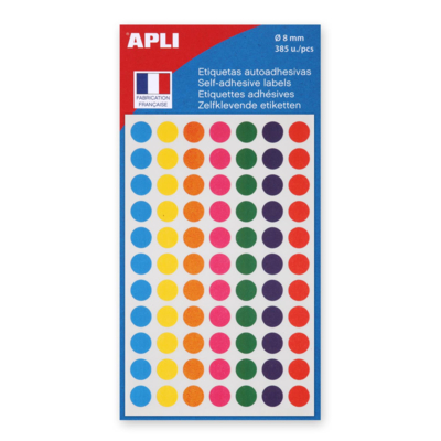 Sachet de 385 Pastilles de signalisation rondes Gommettes 8 mm Assorties - Apli-Agipa