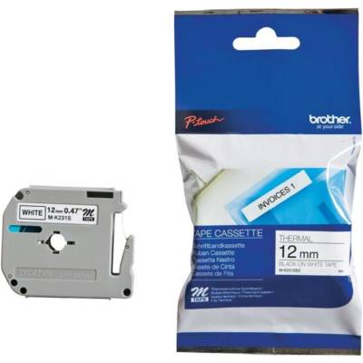 Cassette M-K231S 12mm x 4m Noir sur Blanc - BROTHER