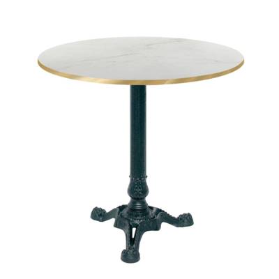 Table pied noir Ø70cm marbre paros chants laiton - intérieur - RestooTab