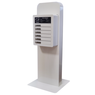 Borne de recharge sur pied 6 casiers téléphone et PC Intégral 6 Plus - ChargeBox France