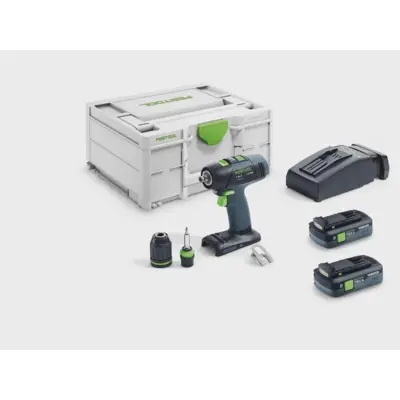 Perceuse-visseuse sans fil T 18+3 TBX 4,0 I-Plus - FESTOOL - avec 2 batteries 4Ah - chargeur - SYSTAINER - 579370