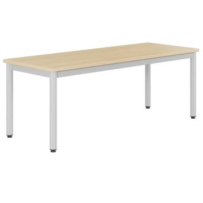 Table CARÉLIE plateau ép.19 mm mélaminé chant ABS piètement époxy - 160x60 cm - T3 - Hêtre miel/gris alu RAL 9006 - MOBIDECOR