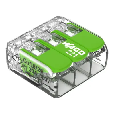 Borne à leviers série 221 avec 3 fils CAGE CLAMP® - WAGO - bte 50 - 221-423