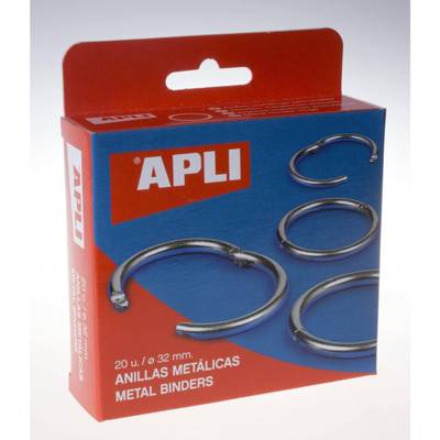 Boite de 20 anneaux brisés métallique Diam 32 mm - APLI-AGIPA