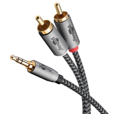 Câble Audio Jack 3.5mm 2 Rca Mâles Gold Nylon Tressé 5m - GOOBAY