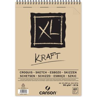 Bloc 60 Feuilles XL kraft Spiralés petit côté A4 90g - CANSON