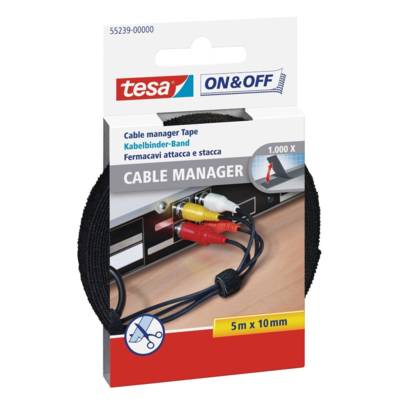Câble manager 10 mm x 5 m Découpable Noir - TESA